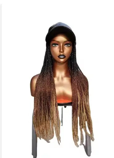 Synthetic Braided Hair Human Hair Hat with stylish braided design and cap, perfect for trendy looks.
