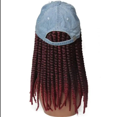 Stylish Twist Hair Wigs Synthetic Black Hat Attached Hat With Baseball Hat With Goddess Locs for a trendy look.