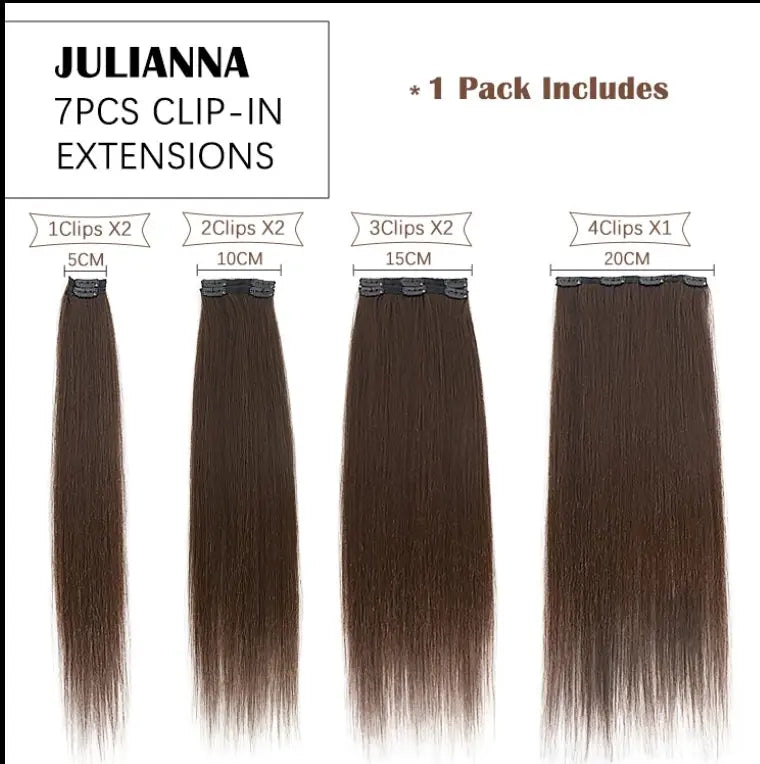 Julianna Synthetic Hair Extension Clip In – High Quality Heat Resistant Fiber - Celebrity Hair & Beauty