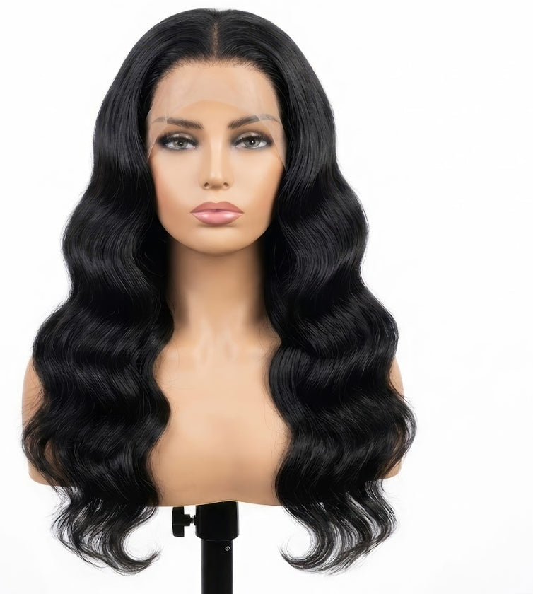 Celebrity Hair & Beauty body wave 13x6 HD frontal lace extensions with 200% density and natural-looking hair texture.