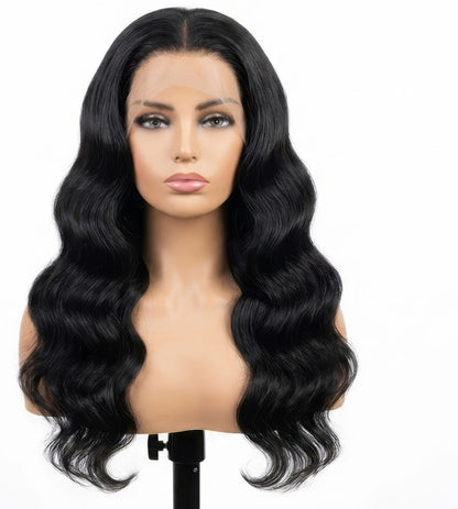 Celebrity Hair & Beauty body wave 13x6 HD frontal lace extensions with 200% density and natural-looking hair texture.
