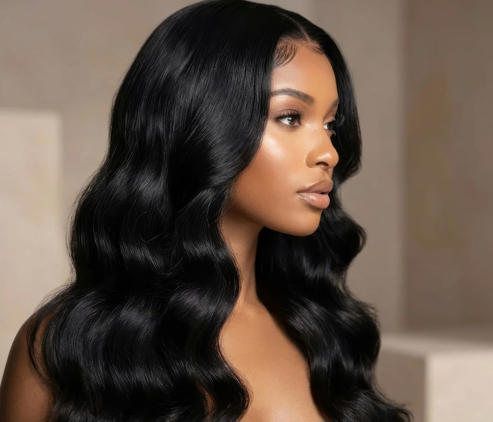 Celebrity Hair & Beauty body wave 13x6 HD lace frontal extension with 200% density, showcasing natural waves and lace details.