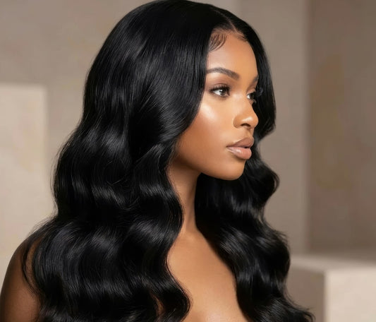 Celebrity Hair & Beauty body wave 13x6 HD lace frontal extension with 200% density, showcasing natural waves and lace details.