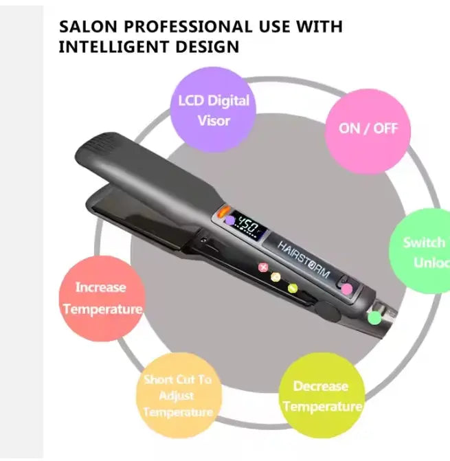 Professional Titanium hair iron straightener with lcd