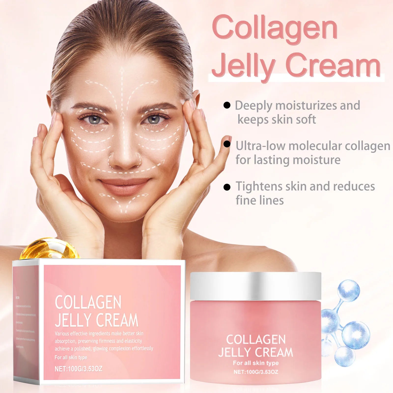 100g Collagen Jelly Cream Anti-Ageing Face Care Moisture One Size A