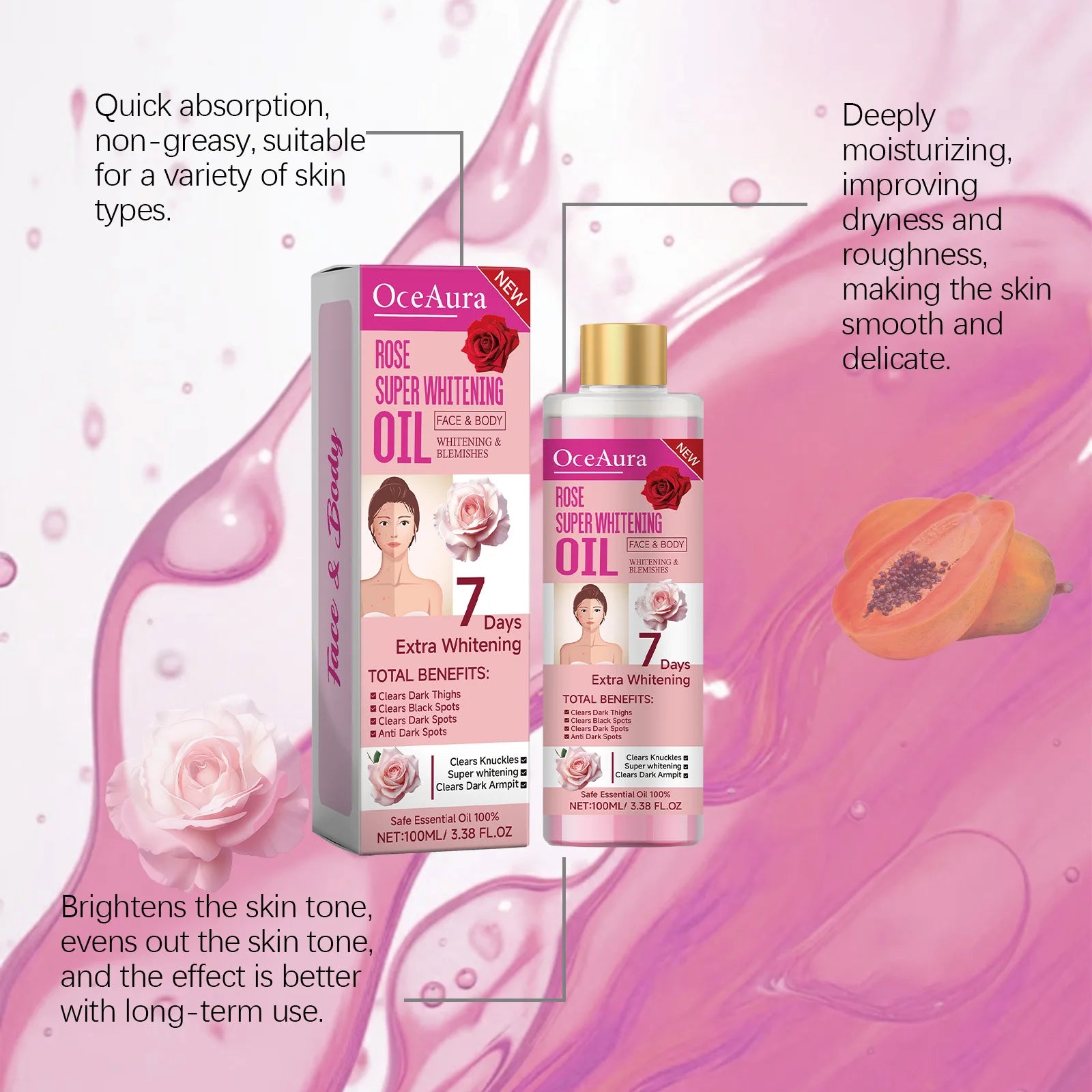 Natural Body Whitening Oil – Hydrating & Brightening