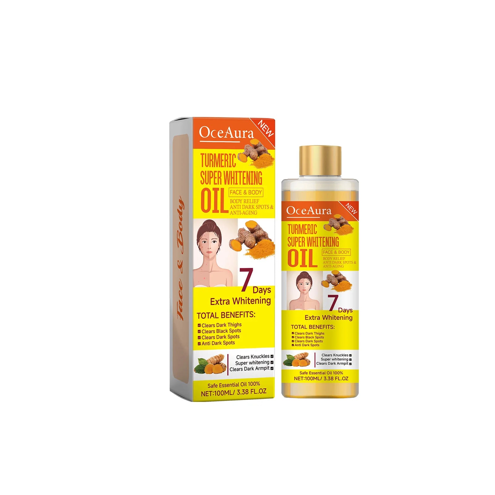 Natural Body Whitening Oil – Hydrating & Brightening Turmeric 100ml