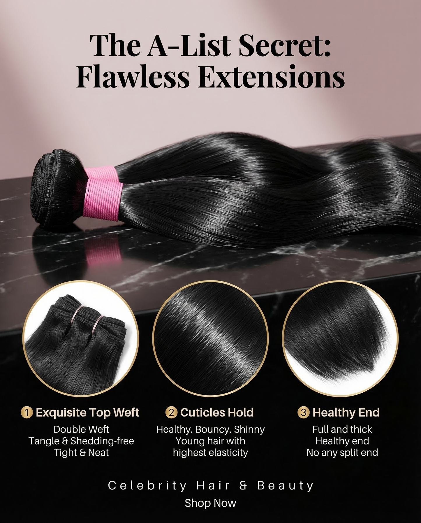 Raw Vietnam Hair Bundles Straight 10-30''—virgin bundles with double weft and healthy ends.