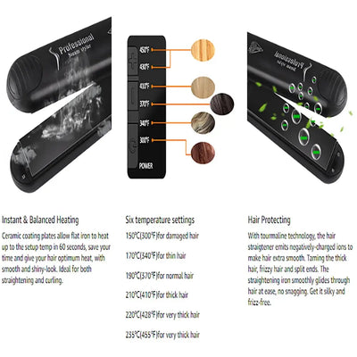 Hair Straightening Iron Professional Steam Hair Straightener Ceramic Vapor Hair Flat Iron Seam Curler Steamer Hair Styling Tool