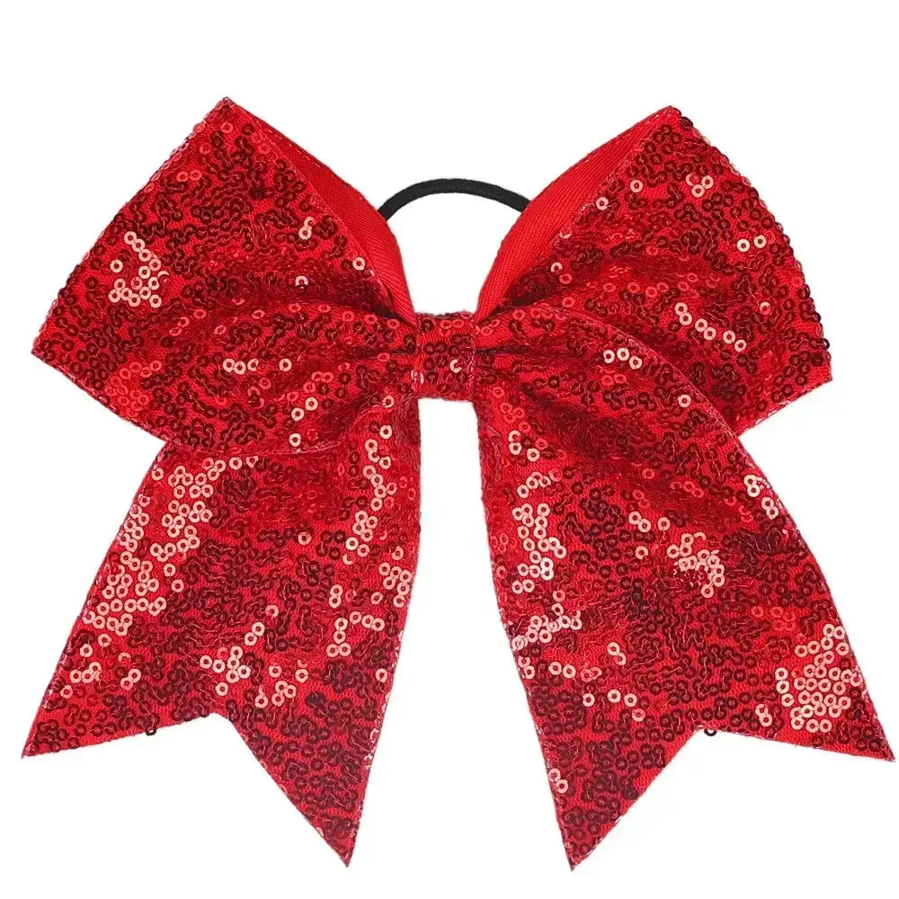 Big Bowknot Girl Hairband Girls Ribbon Cheerleading Hair Bows with Sequin Beads Kids Ponytail Holder Women Elastic Hair Tie DRD