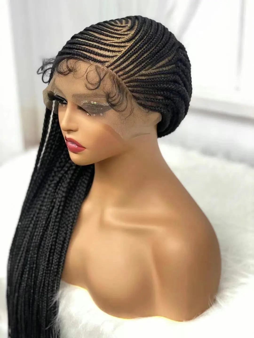 Long Braided Wig-Synthetic Braided Wig Full Lace 34 Inches for Ladies.