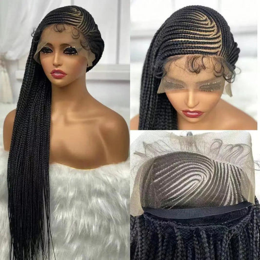 Long Braided Wig-Synthetic Braided Wig Full Lace 34 Inches for Ladies.