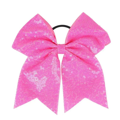 Big Bowknot Girl Hairband Girls Ribbon Cheerleading Hair Bows with Sequin Beads Kids Ponytail Holder Women Elastic Hair Tie DPK