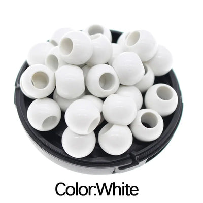 50pcs 12mm Transparent Resin Hair Beads for Dreadlocks White Color
