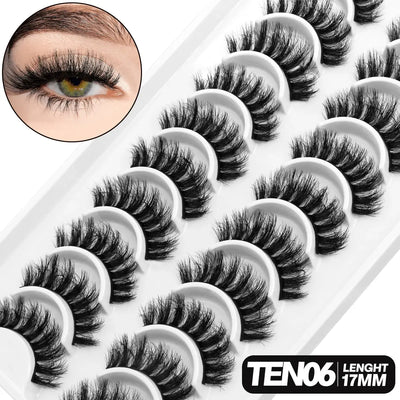 5/10 Pairs 3D Mink Lashes Faux Mink Fluffy Lash Set Celebrity Hair & Beauty