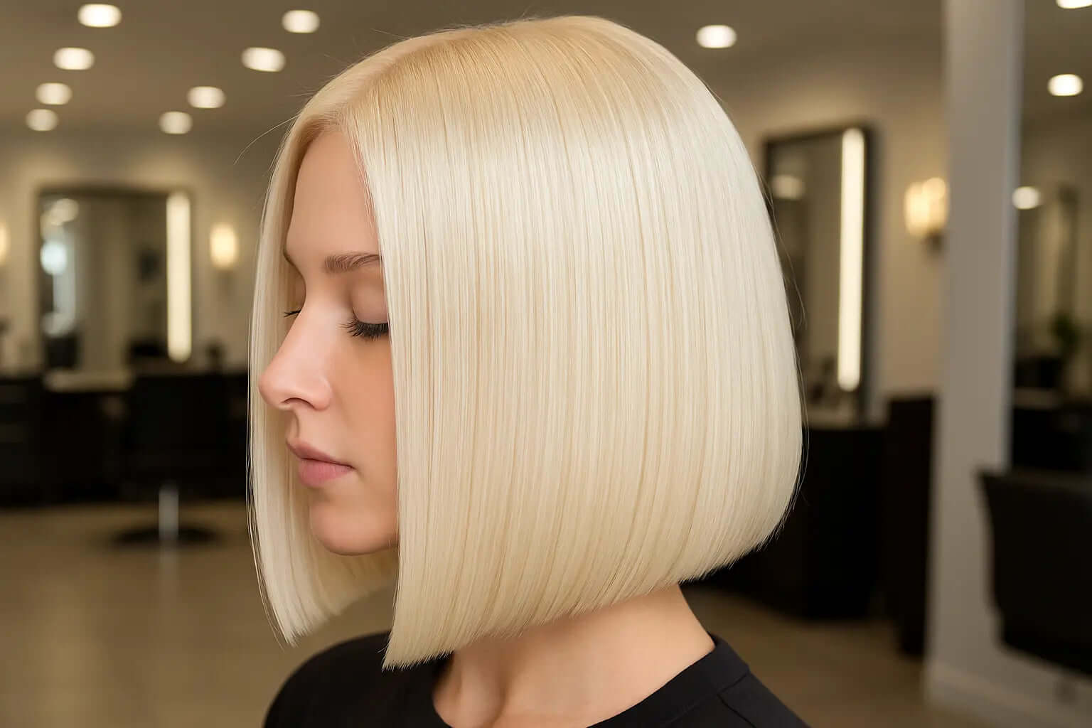 613/Blonde Bob Wig Straight 100% Human Hair.