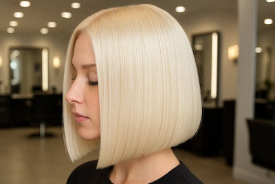 613/Blonde Bob Wig Straight 100% Human Hair Celebrity Hair & Beauty