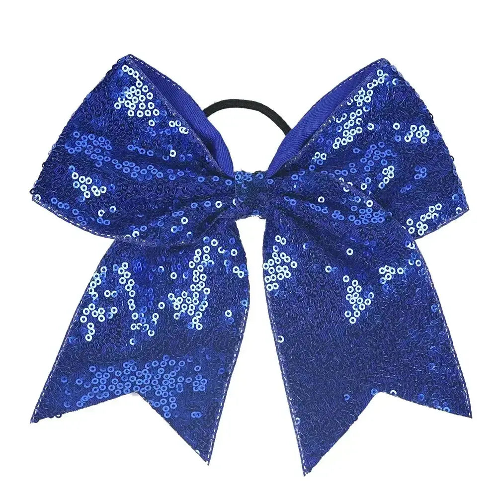 Big Bowknot Girl Hairband Girls Ribbon Cheerleading Hair Bows with Sequin Beads Kids Ponytail Holder Women Elastic Hair Tie BL