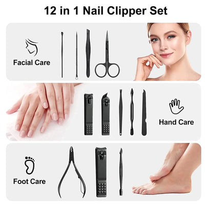 12 Pieces Manicure Pedicure Nail Care Set Cutter Clippers Tool Kit