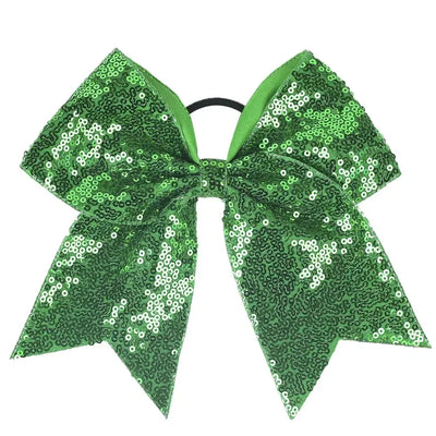 Big Bowknot Girl Hairband Girls Ribbon Cheerleading Hair Bows with Sequin Beads Kids Ponytail Holder Women Elastic Hair Tie
