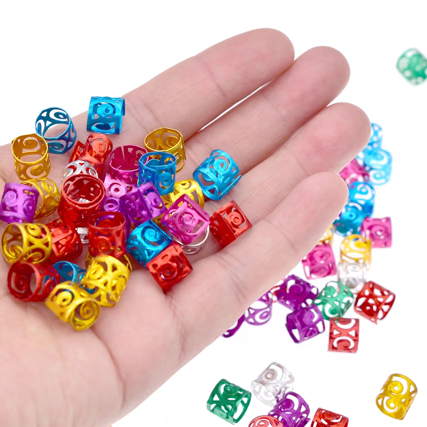 100Pcs Lot Golden Silver Hair Rings Dreadlock Beads Clips