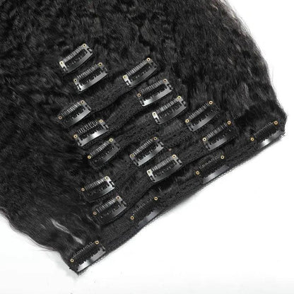 Kinky Straight Clip-In Extensions-Human Hair Extensions Natural.