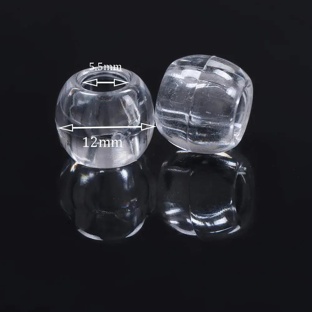 50pcs 12mm Transparent Resin Hair Beads for Dreadlocks