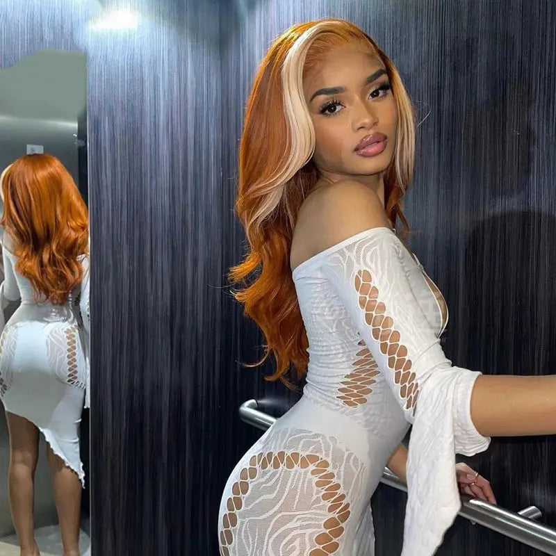 4X4 Human Hair Wig Head Cover Highlights 613 for Women