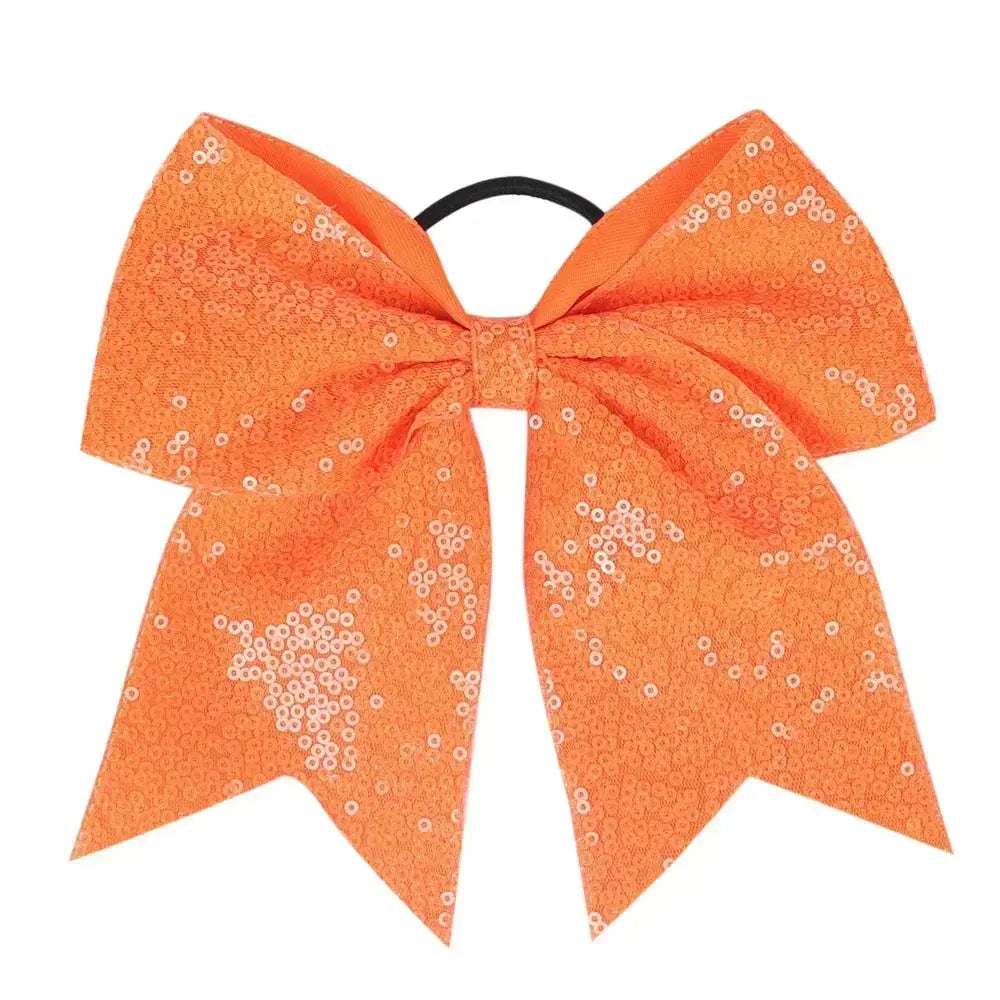 Big Bowknot Girl Hairband Girls Ribbon Cheerleading Hair Bows with Sequin Beads Kids Ponytail Holder Women Elastic Hair Tie OG