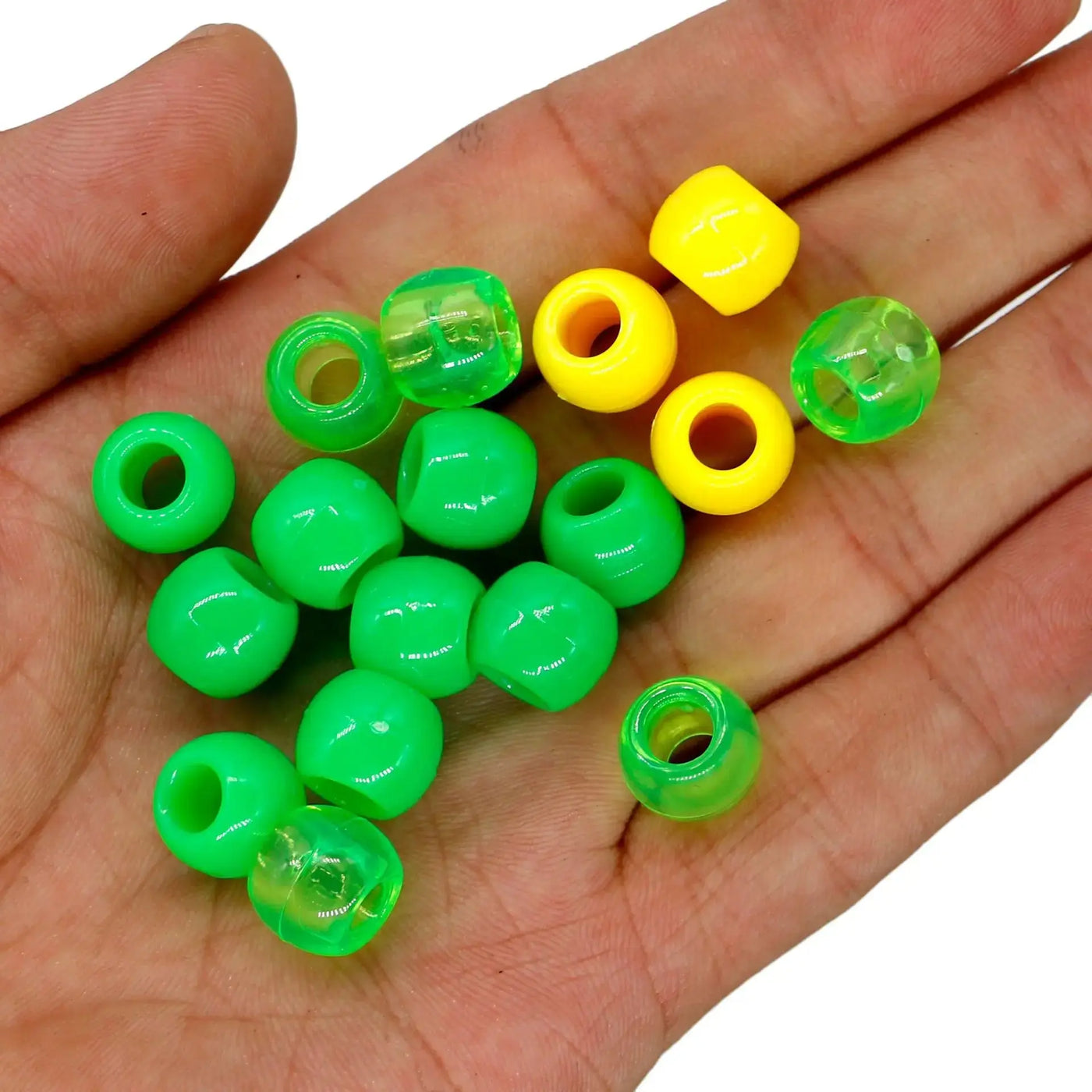 50pcs 12mm Transparent Resin Hair Beads for Dreadlocks Green Color