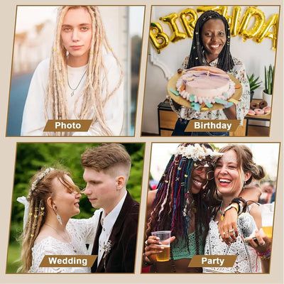 8*9mm Golden/Silver Hair Cuffs Loc Rings for Braids, Hair Clips Multi Style Metal Dreadlock Hair Beads Accessories Decoration