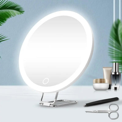 Charging Led Fill Light With Light Bracket Rotating Makeup Mirror White Stand Tweezers Scissors