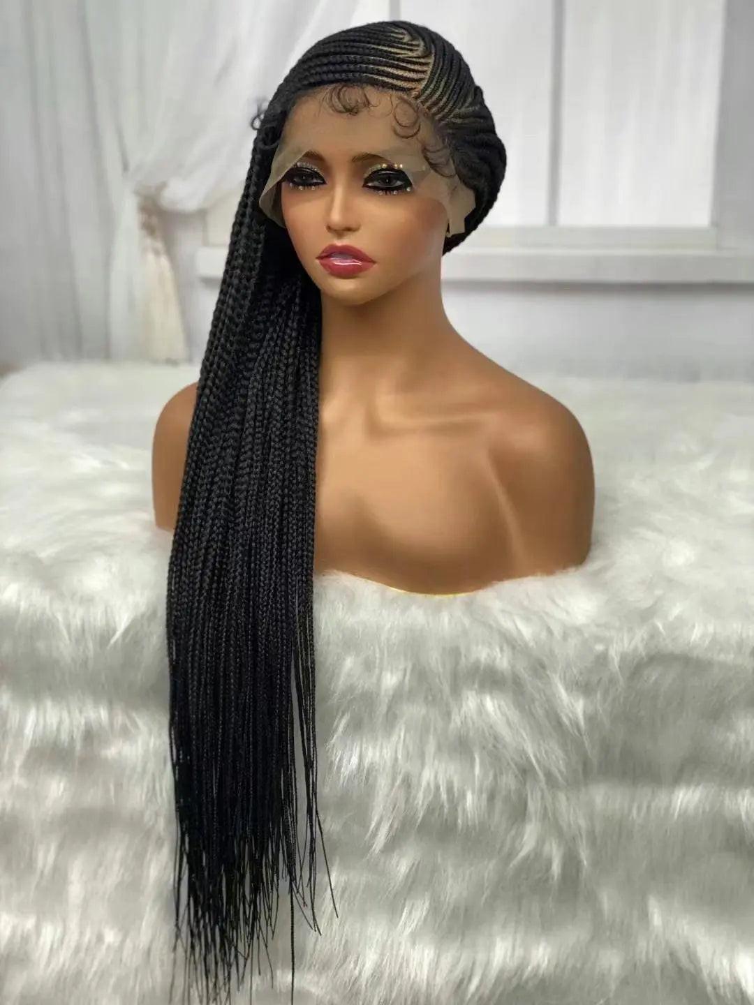 Long Braided Wig-Synthetic Braided Wig Full Lace 34 Inches for Ladies.