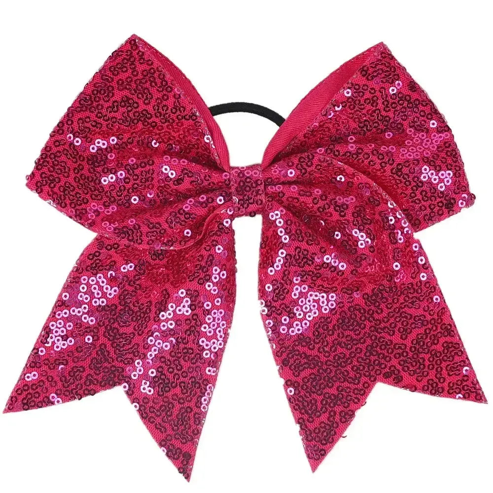 Big Bowknot Girl Hairband Girls Ribbon Cheerleading Hair Bows with Sequin Beads Kids Ponytail Holder Women Elastic Hair Tie MH