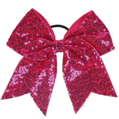 Big Bowknot Girl Hairband Girls Ribbon Cheerleading Hair Bows with Sequin Beads Kids Ponytail Holder Women Elastic Hair Tie MH