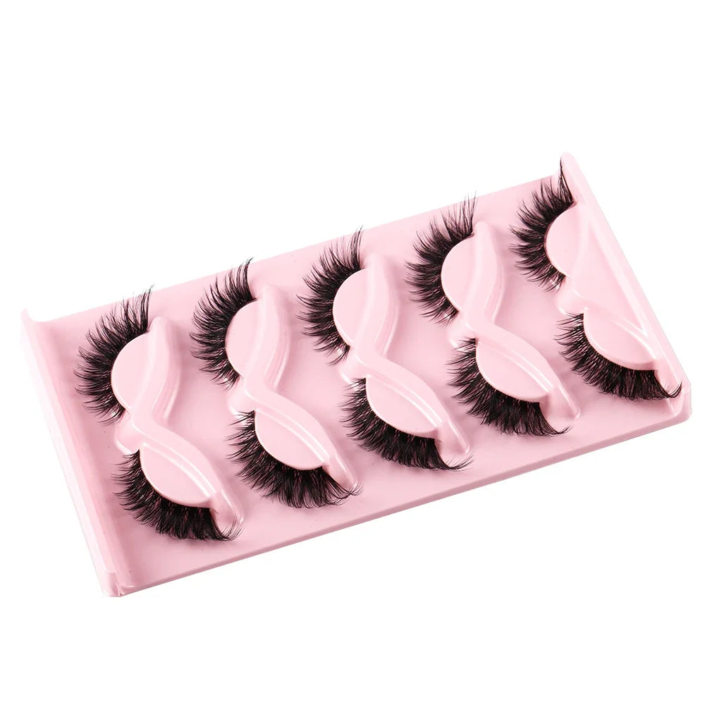 5 Pairs Cat Eye Lashes Faux Mink Natural Long Winged Lashes