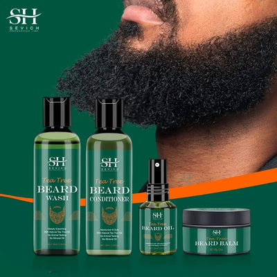 Beard Growth Kit For Men Tea Tree Hair Enhancer Thicker Beard Care Oil Nourishing Moisturizing Beard Conditioner Anti Hair Loss Celebrity Hair & Beauty