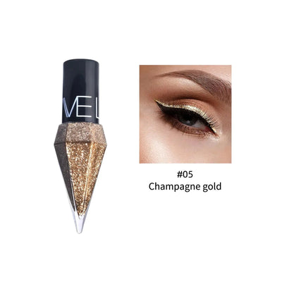 Waterproof Diamonds Eyeliner Eyeshadow Glitter Silver Rose Gold Color Shiny Sequins Eyeliner Eye Shadow Makeup Beauty Cosmetics - Celebrity Hair & Beauty