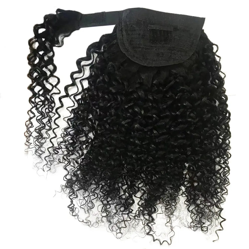 Human Hair Ponytail Velcro Natural Color Black