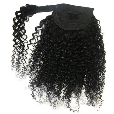 Human Hair Ponytail Velcro Natural Color Black