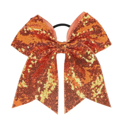 Big Bowknot Girl Hairband Girls Ribbon Cheerleading Hair Bows with Sequin Beads Kids Ponytail Holder Women Elastic Hair Tie JS