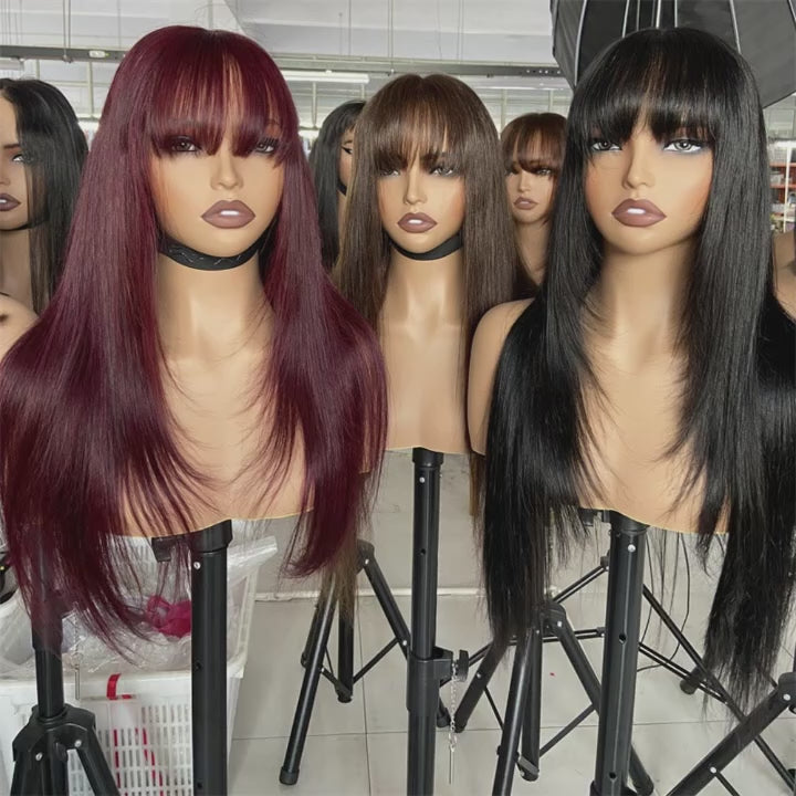 100% Brazilian Human Hair Wig Glueless HD Lace Straight Style 22Inch