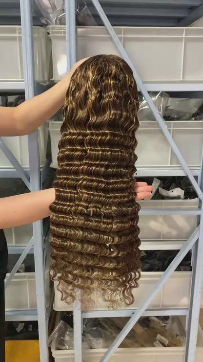 Celebrity Hair & Beauty Deep Wave Lace Front Wig – Pre Plucked Brazilian Remy Human Hair.