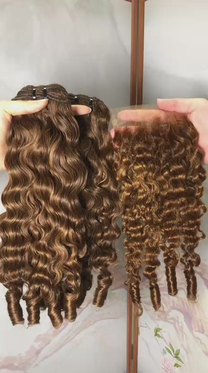 Premium Burmese Curly Hair Bundles With 4 30 Highlights