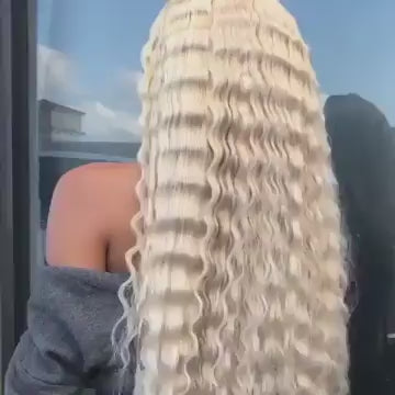 Celebrity Hair & Beauty Russian Blonde 613 Remy Hair Weave Deep Wave – 100 Percent Virgin With Frontal Closure