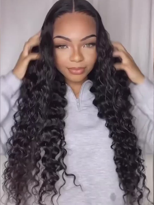 Glueless Wigs Human Hair Pre Plucked Pre Cut 200 Density Transparent HD Lace Frontal Wigs 4x4 Deep Wave Wigs.