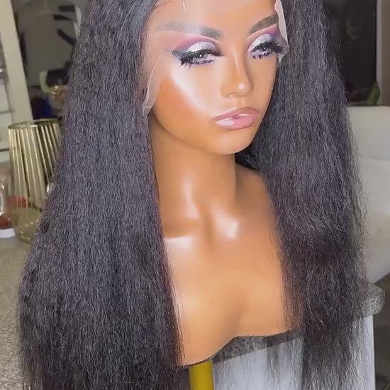 Kinky Straight Hair 13X6 220% Density Wig 100% Human Hair Hd Lace.