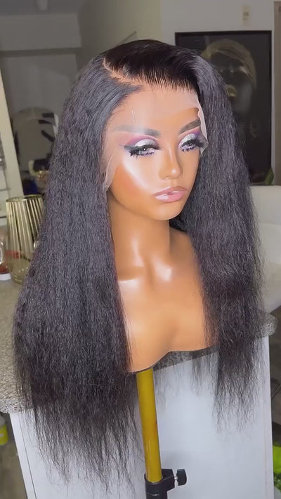 Kinky Straight Hair 13X6 220% Density Wig 100% Human Hair Hd Lace