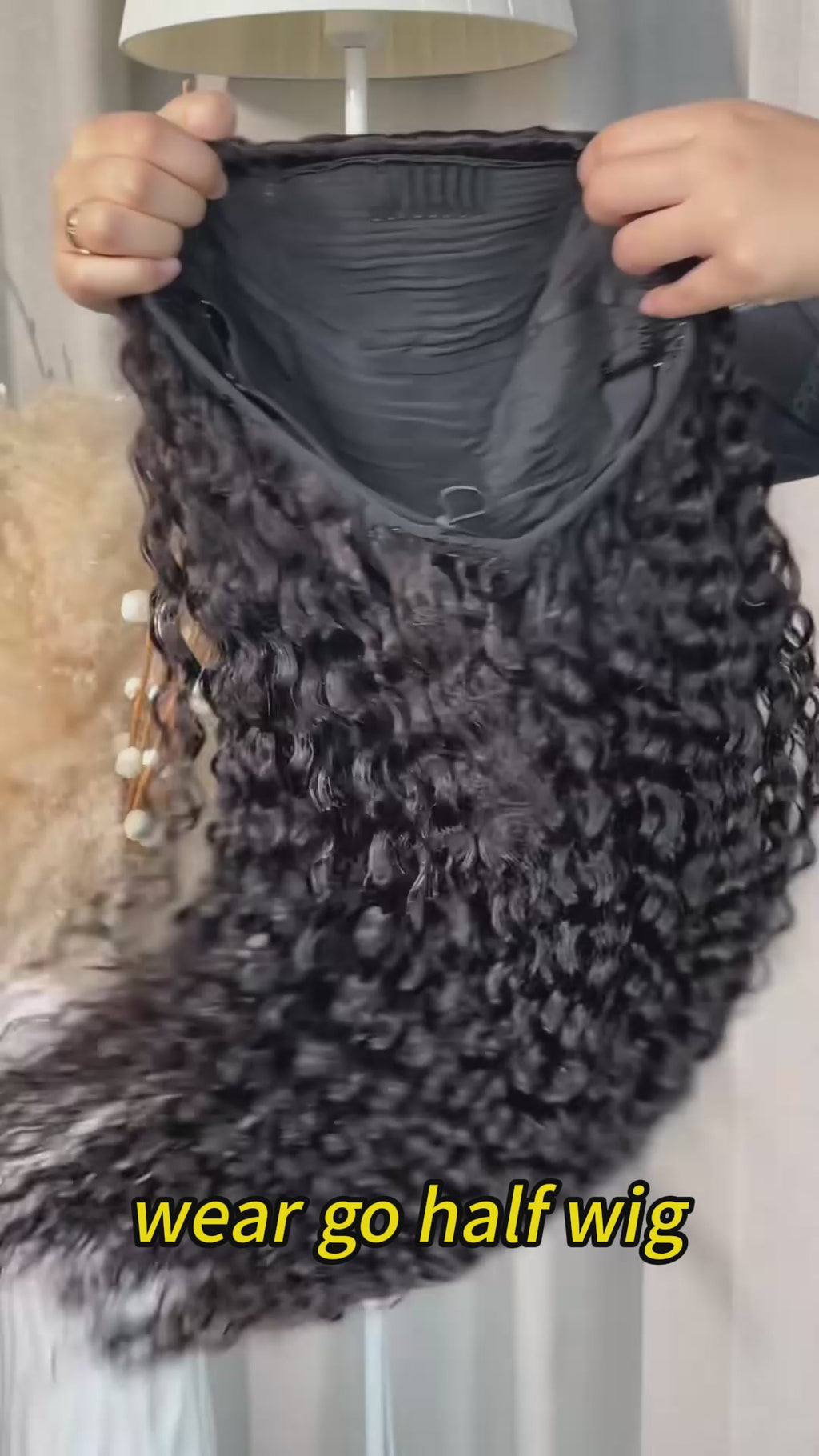 Water Wave drawstring half wig 20 "