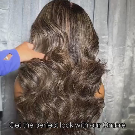 Ombre Dark Brown Body Loose Wave Vietnamese Raw Hair Wigs 5*5 Swiss Lace Glueless HD Wig 28Inch 200Density.